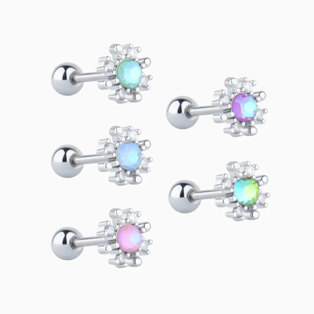 Colored Gem Snowflake Stud