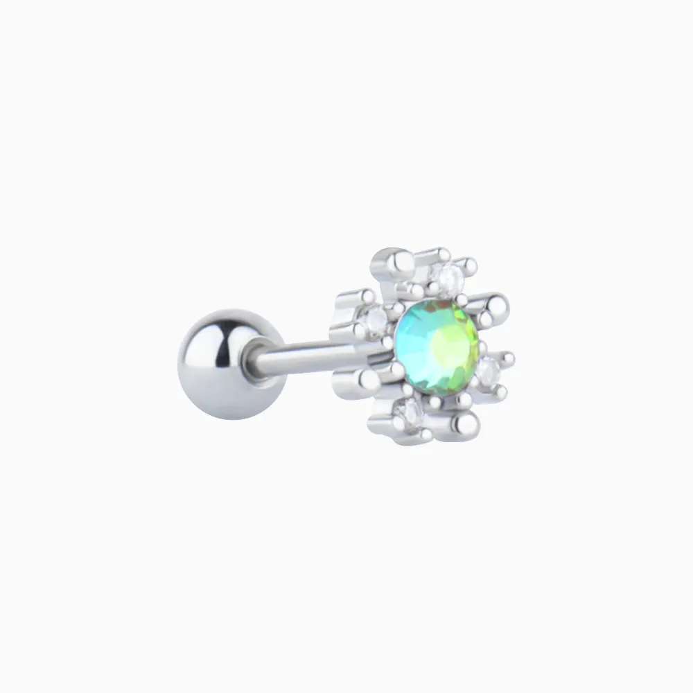 Colored Gem Snowflake Stud