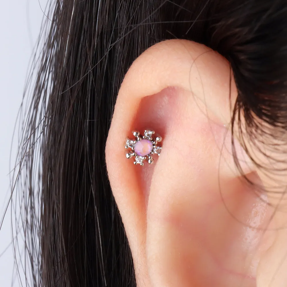 Colored Gem Snowflake Stud