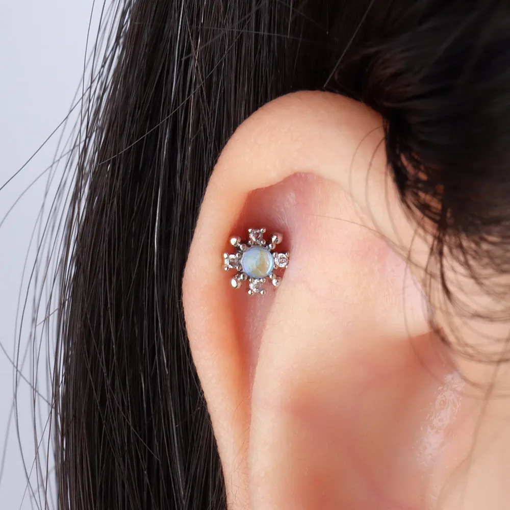 Colored Gem Snowflake Stud