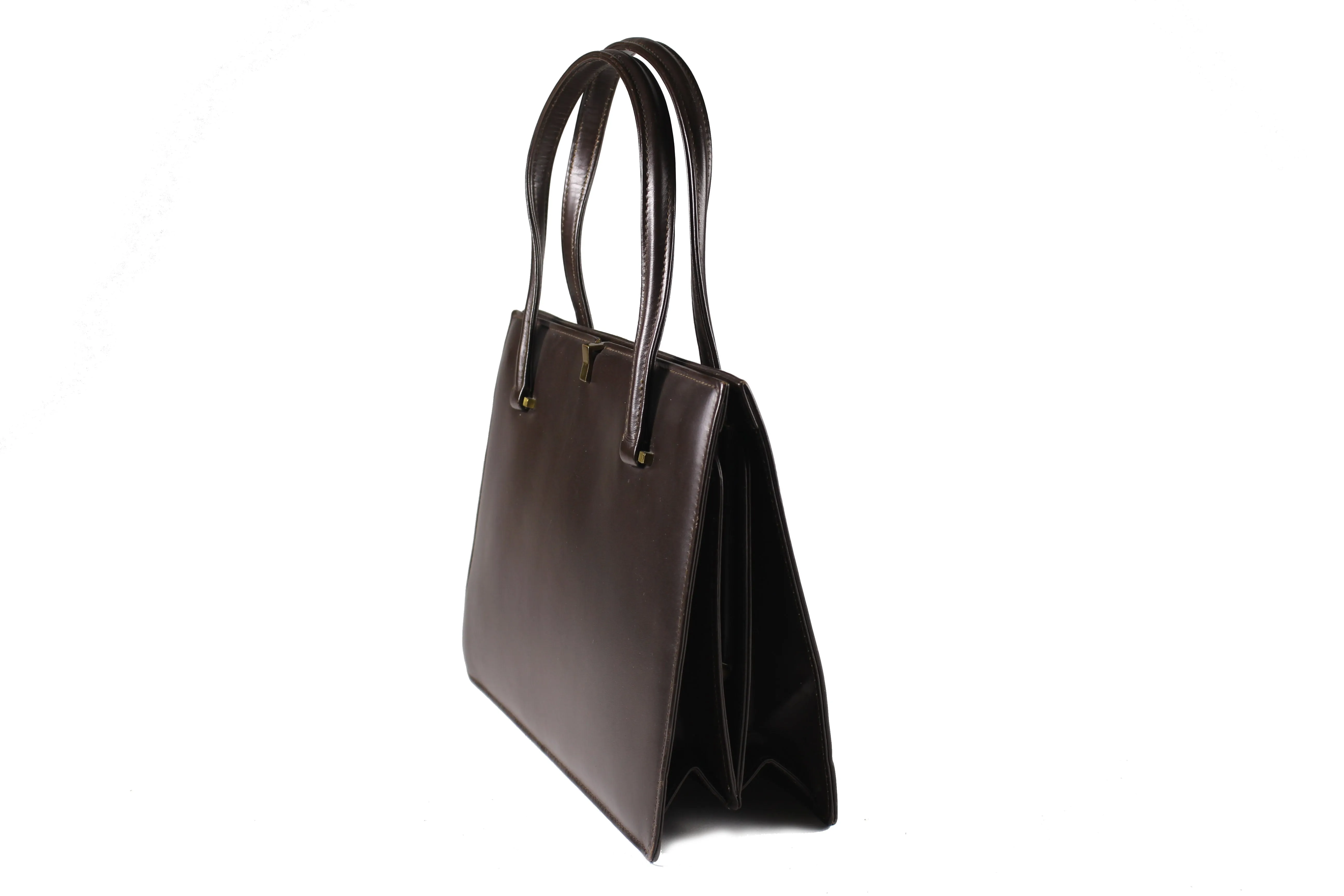 COMTESSE brown leather frame handbag