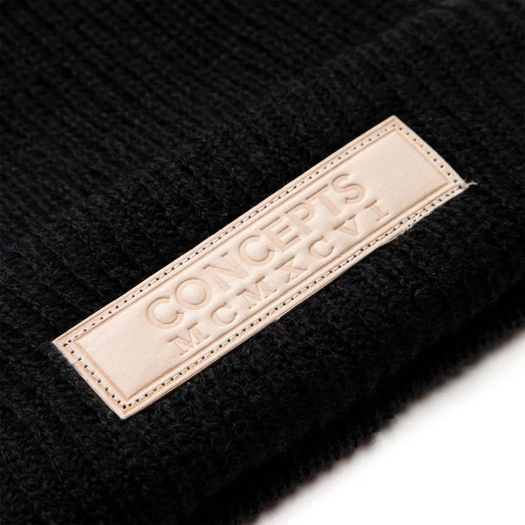 Concepts Leather Patch Beanie (Black)