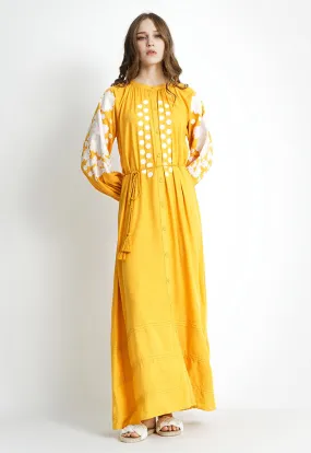 Contrast Embroidered Long Dress