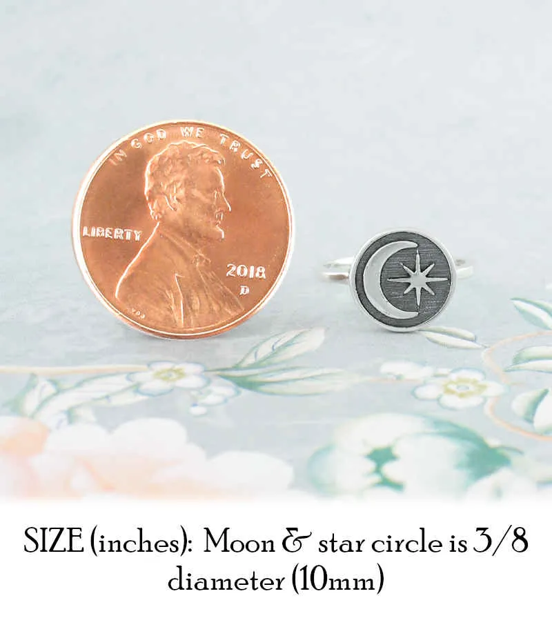 Crescent Moon and Starburst Toe Midi Pinky Ring, Adjustable