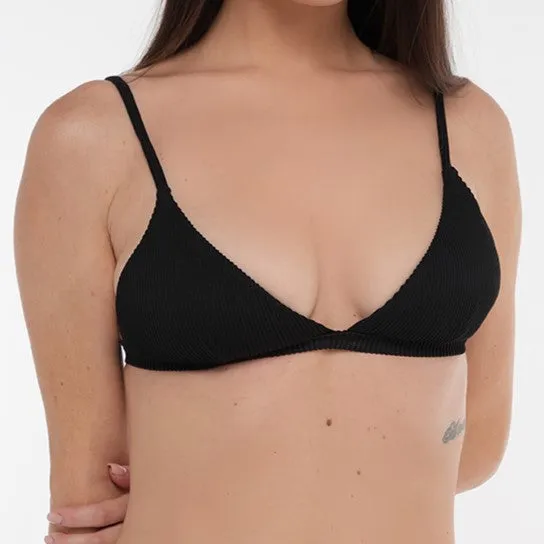 Crete Collection - Ribbed Triangle Bikini Top - Black