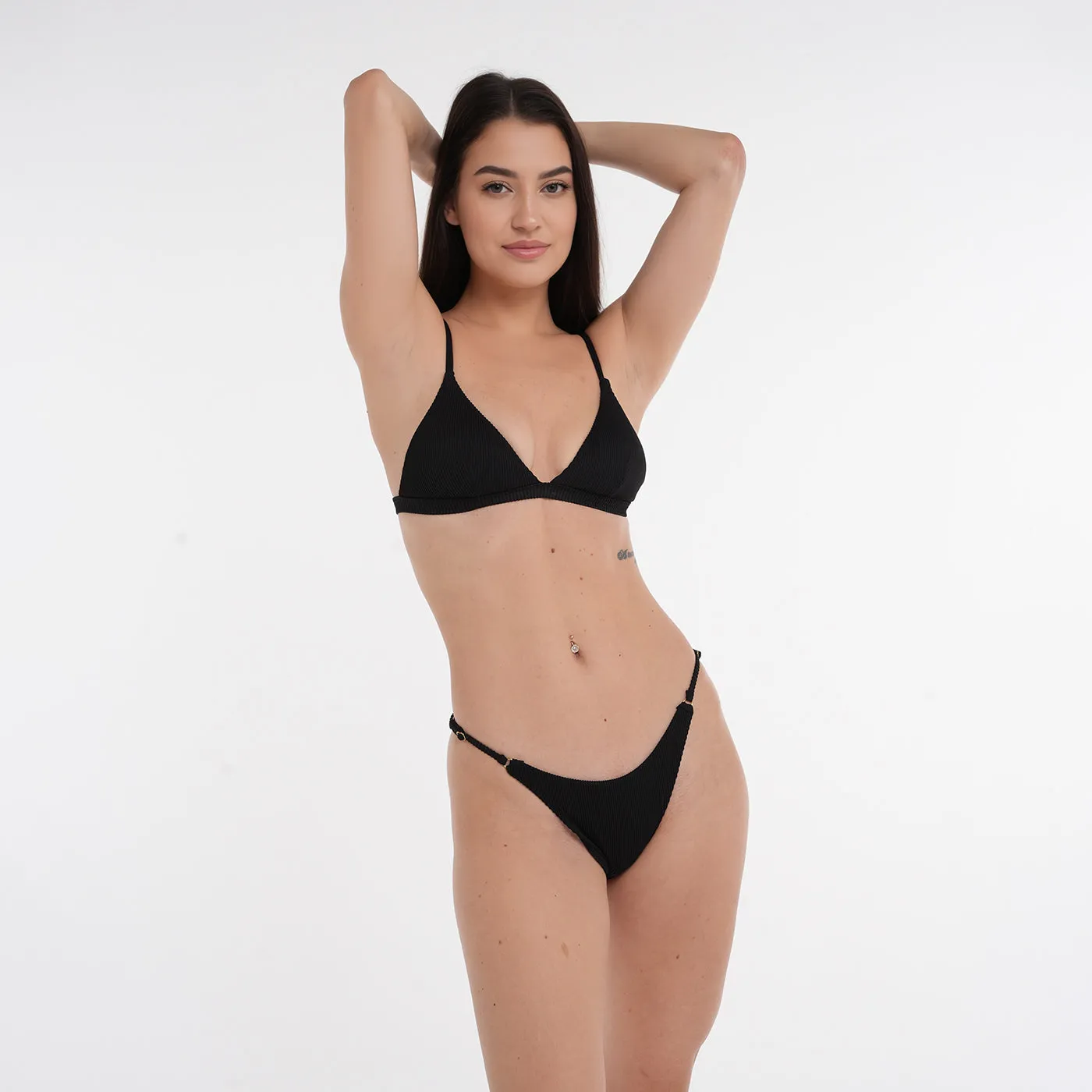 Crete Collection - Ribbed Triangle Bikini Top - Black