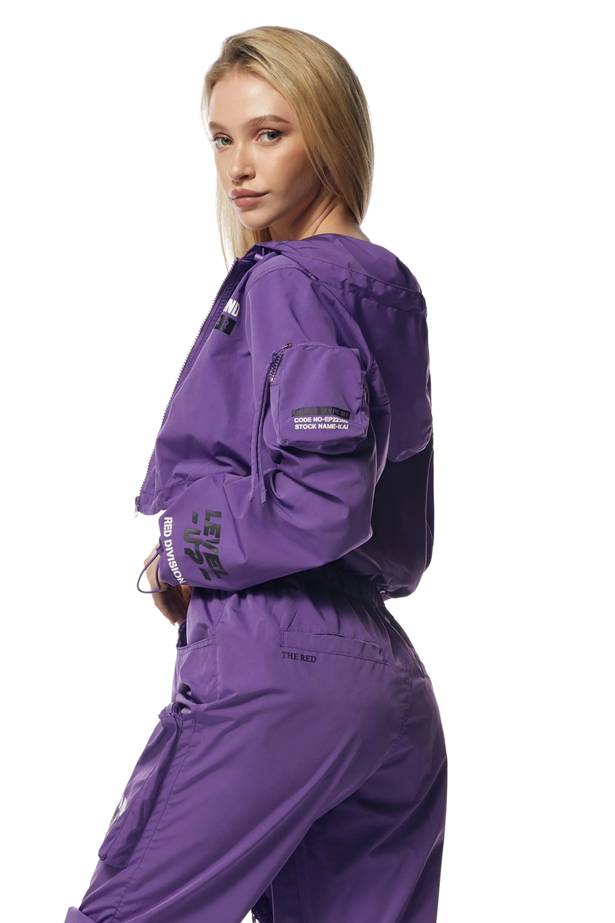 Cropped Windbreaker Full Zip Jacket - Concord