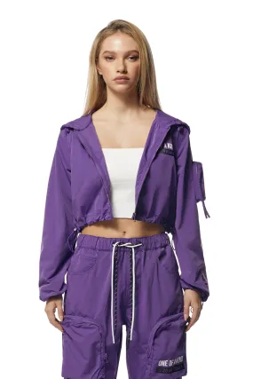 Cropped Windbreaker Full Zip Jacket - Concord