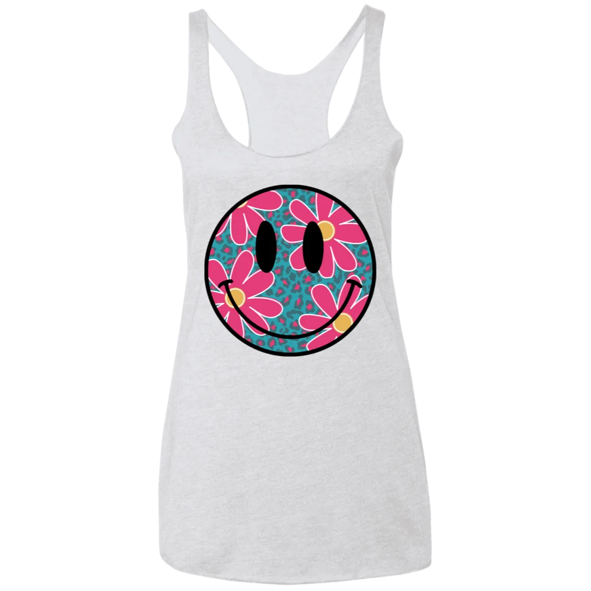 Daisy Smiley Face Ladies' Triblend Racerback Tank