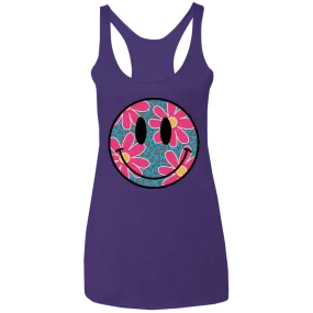 Daisy Smiley Face Ladies' Triblend Racerback Tank