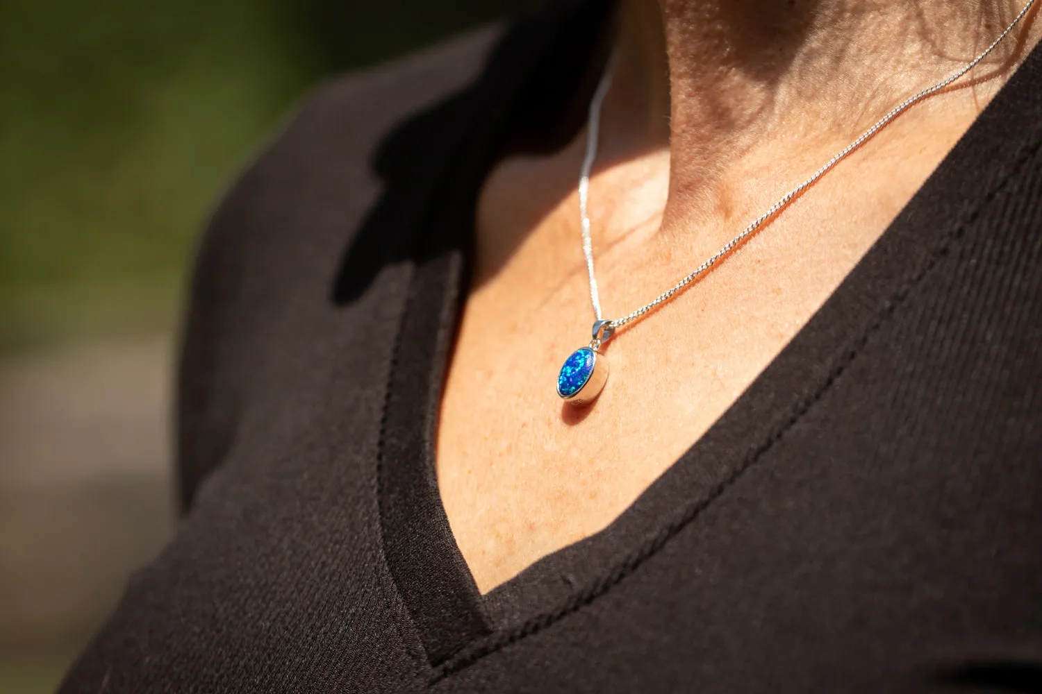 Dark Blue Opal Pendant for Ashes