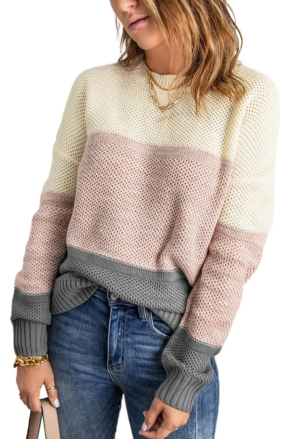 Dark Grey Color Block Sweater