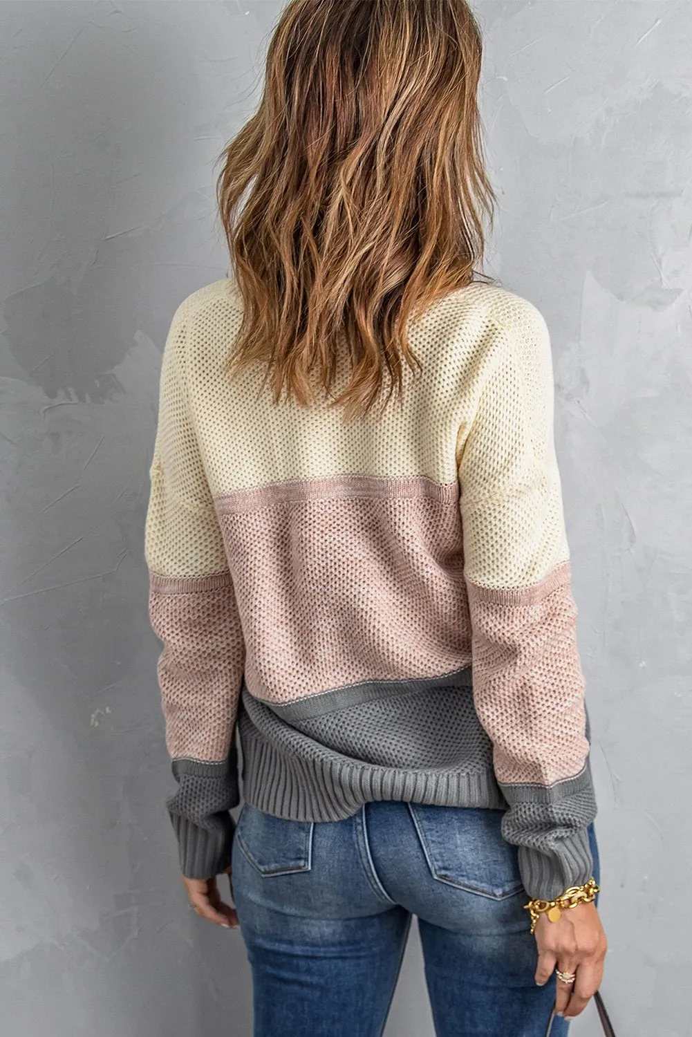 Dark Grey Color Block Sweater