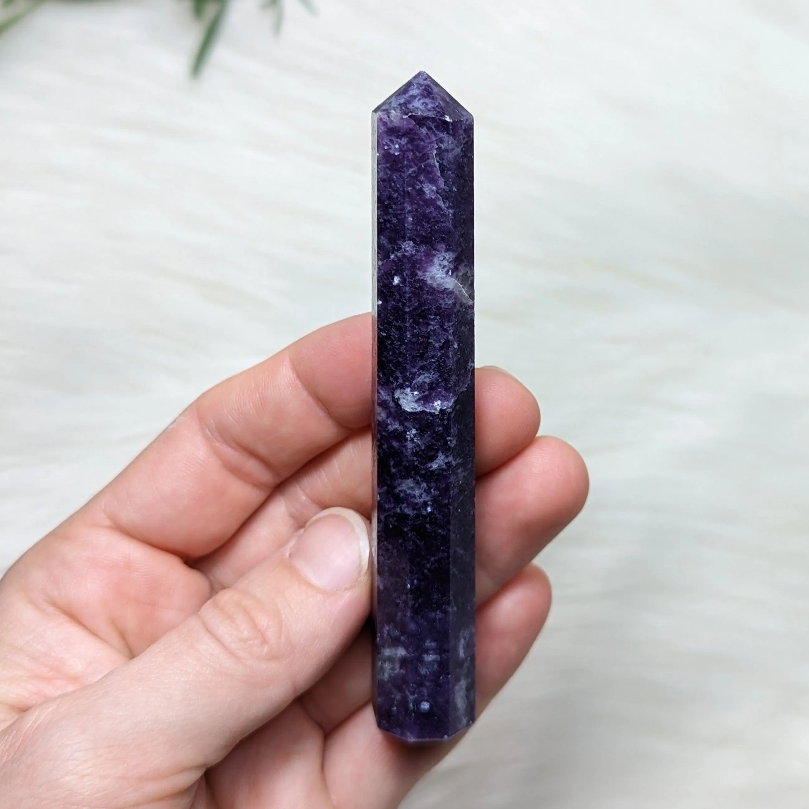 Dark Violet Purple Lepidolite Gemstone Tower