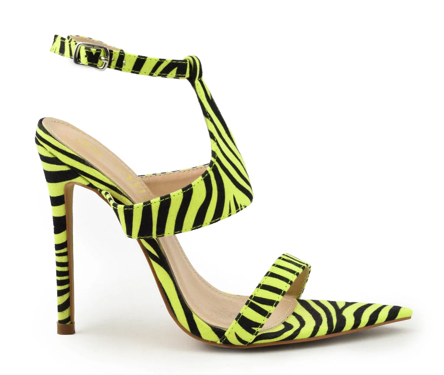 Deidra Lime Zebra Heel