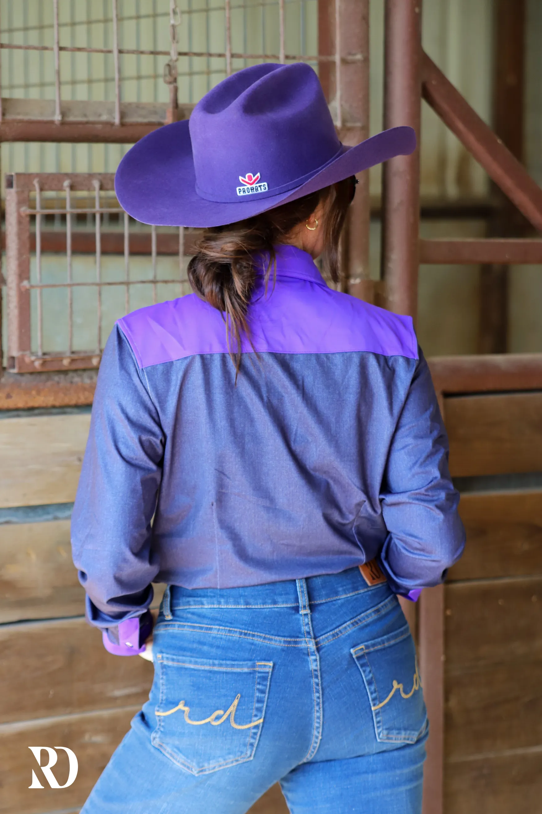 DENIM & PURPLE PERFORMANCE RODEO SHIRT (ADULT)