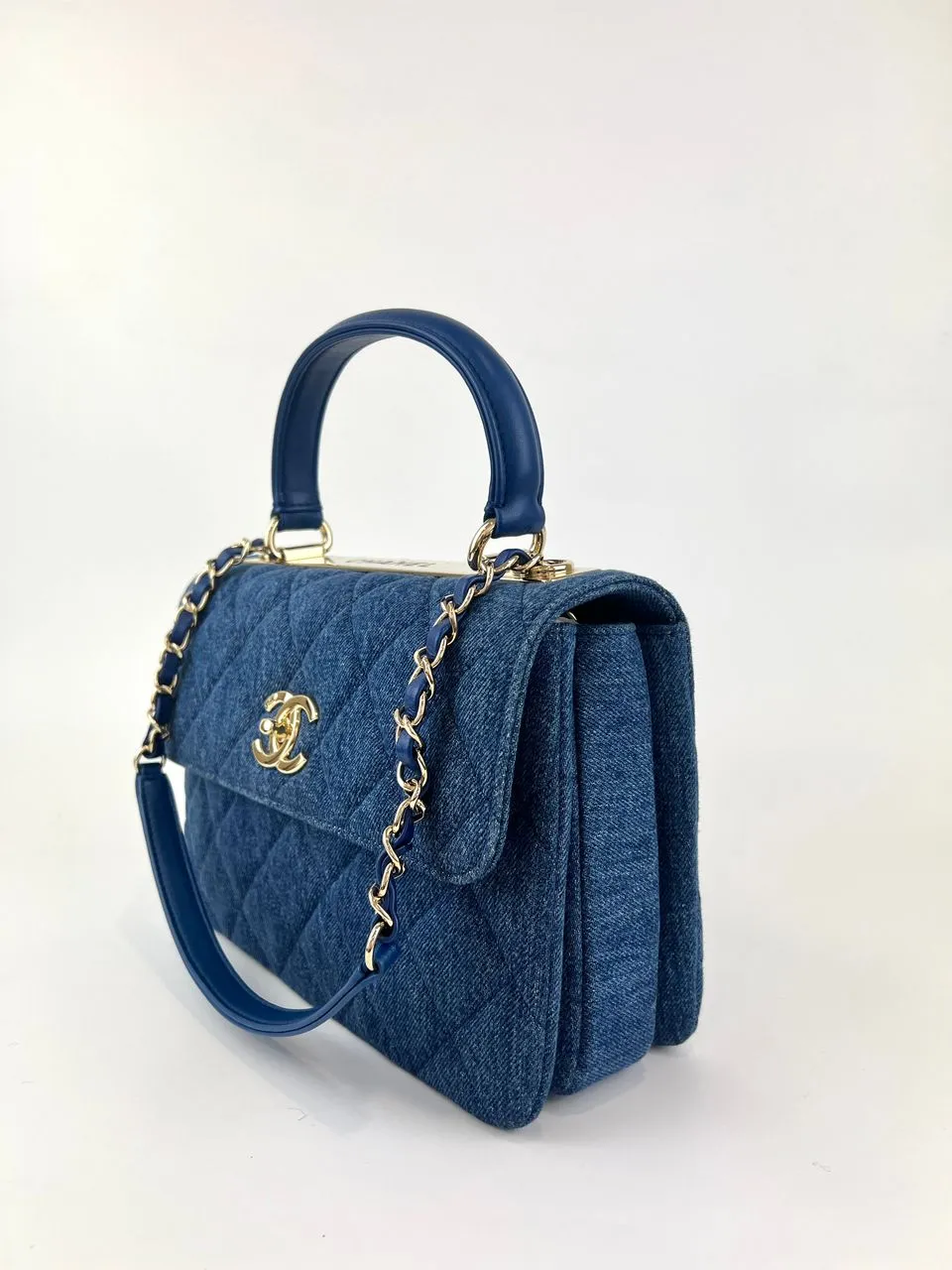 Denim Blue Small Trendy CC Flap Bag LGHW