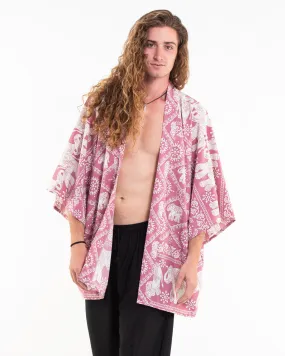 Diamond Elephant Kimono Cardigan in Pink