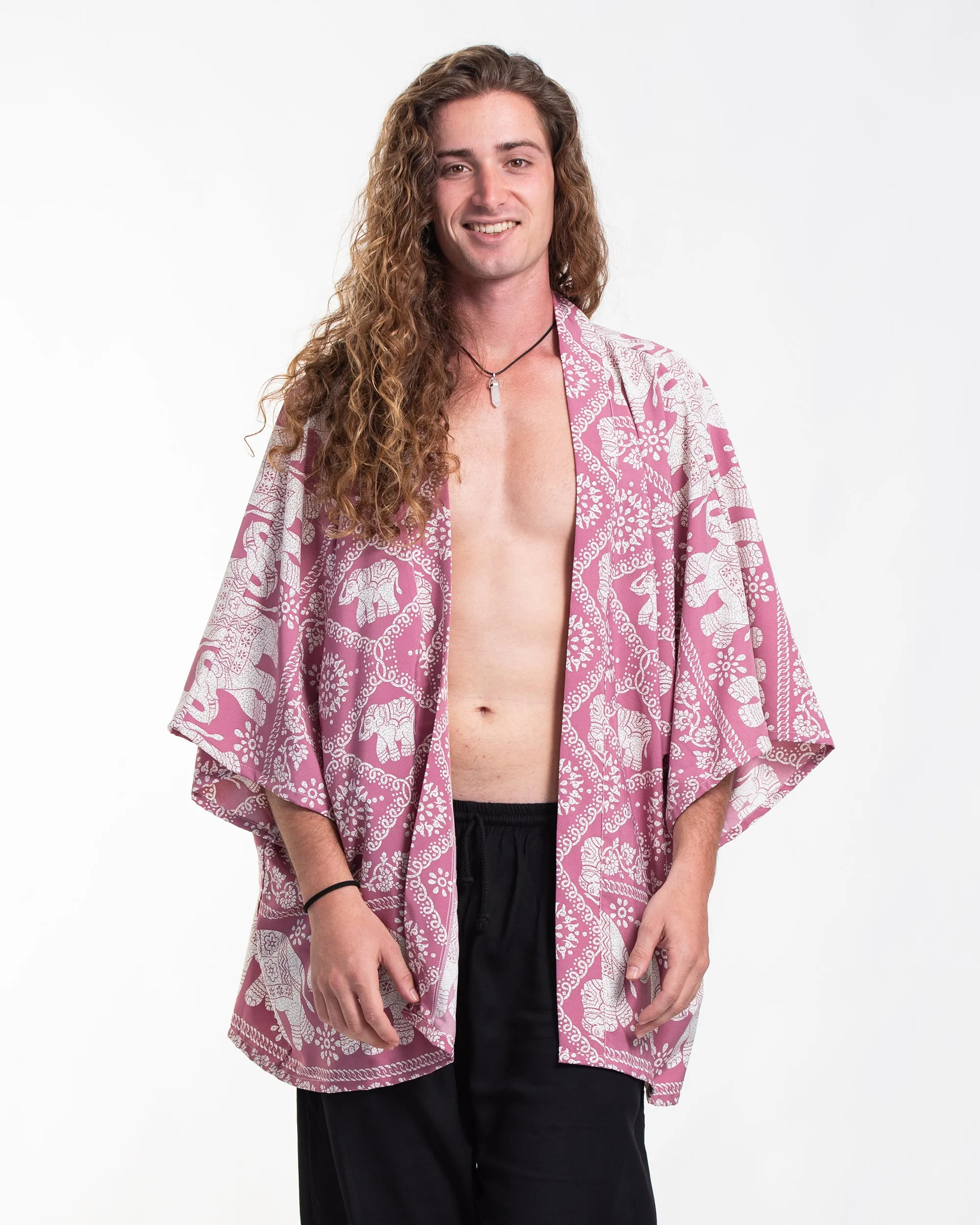 Diamond Elephant Kimono Cardigan in Pink