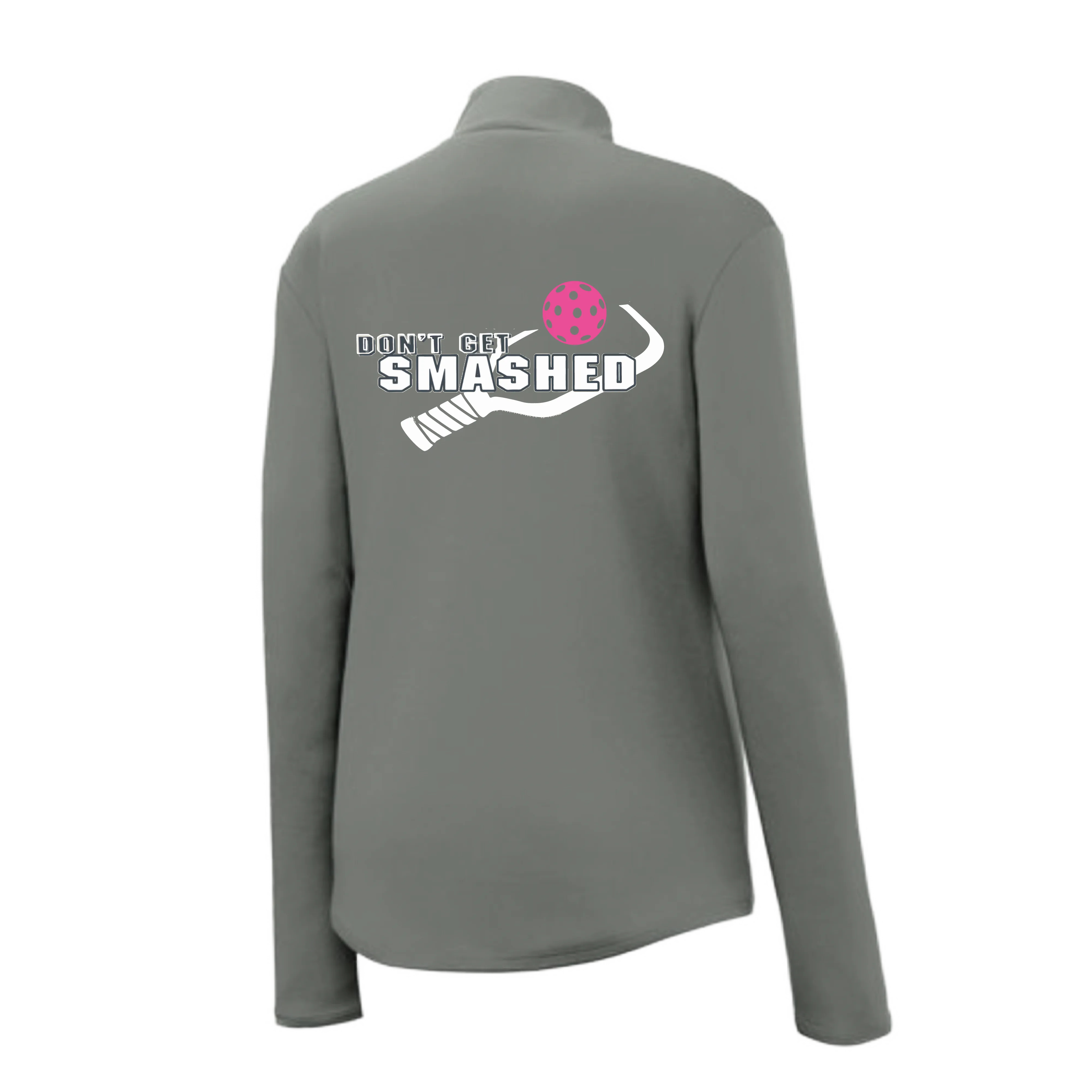 Don't Get Smashed (Pickleball Color Cyan Orange Pink) Customizable | Women's 1/4 Zip Pullover Athletic Shirt | 100% Polyester