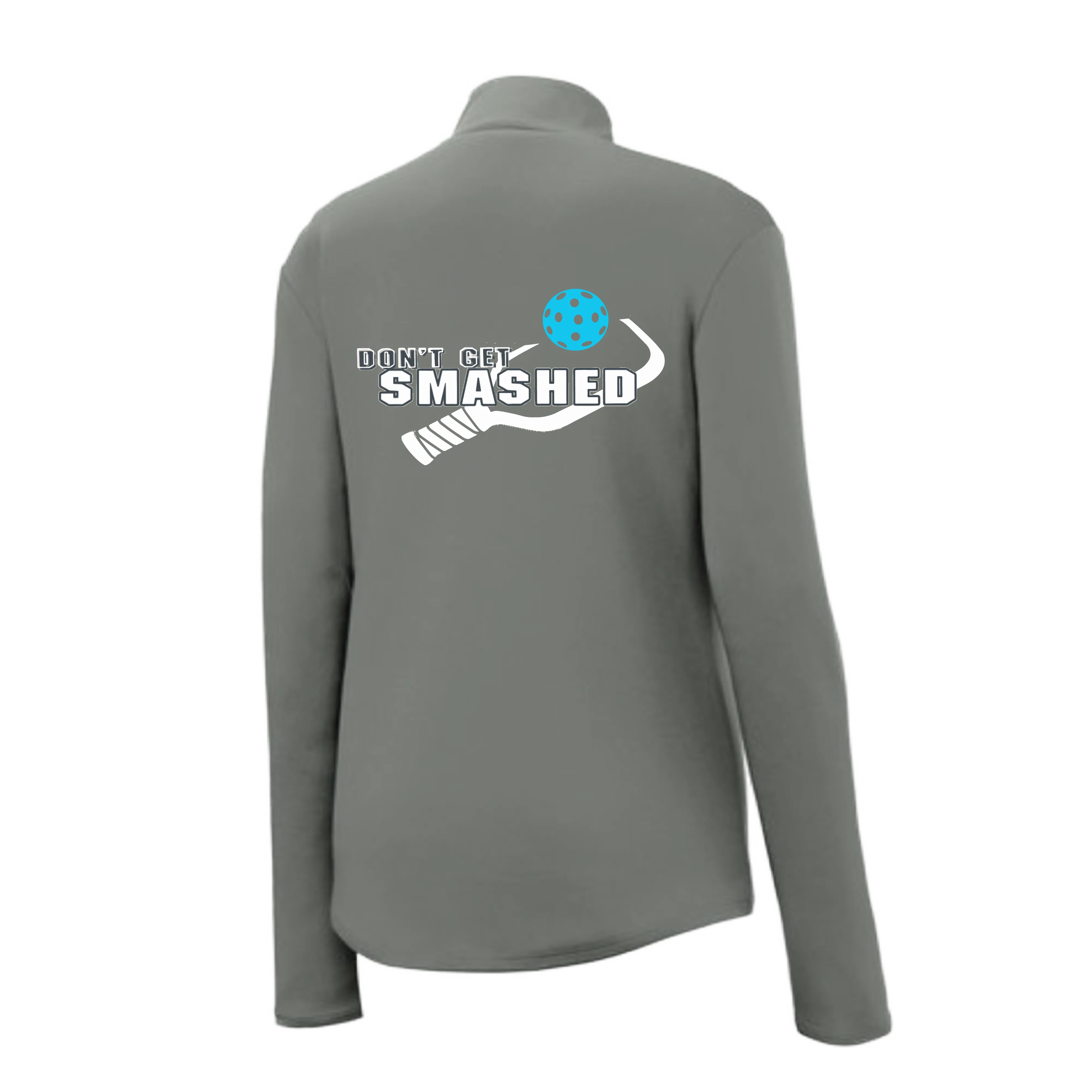 Don't Get Smashed (Pickleball Color Cyan Orange Pink) Customizable | Women's 1/4 Zip Pullover Athletic Shirt | 100% Polyester