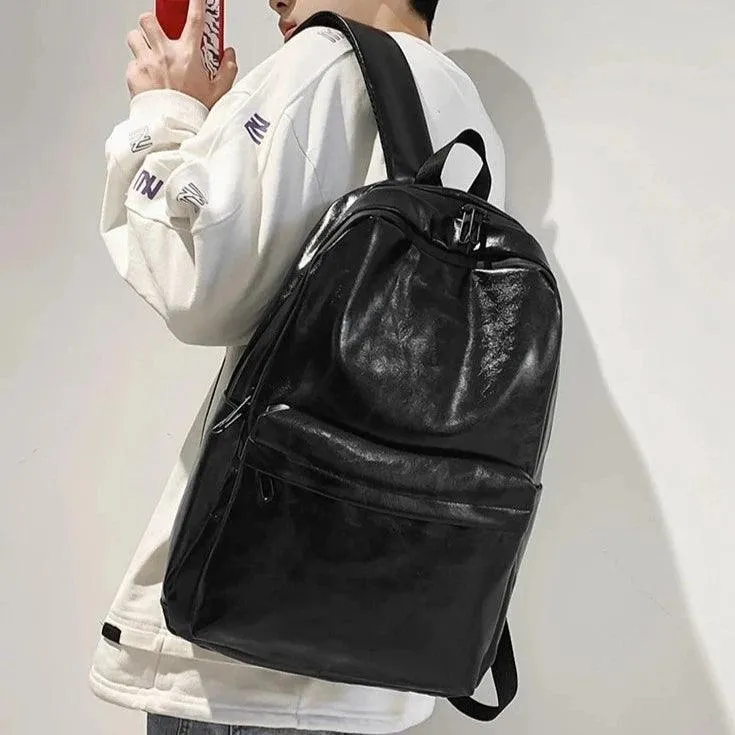 DV1231 Fashion Preppy Style Cool Backpack - PU Leather Bags