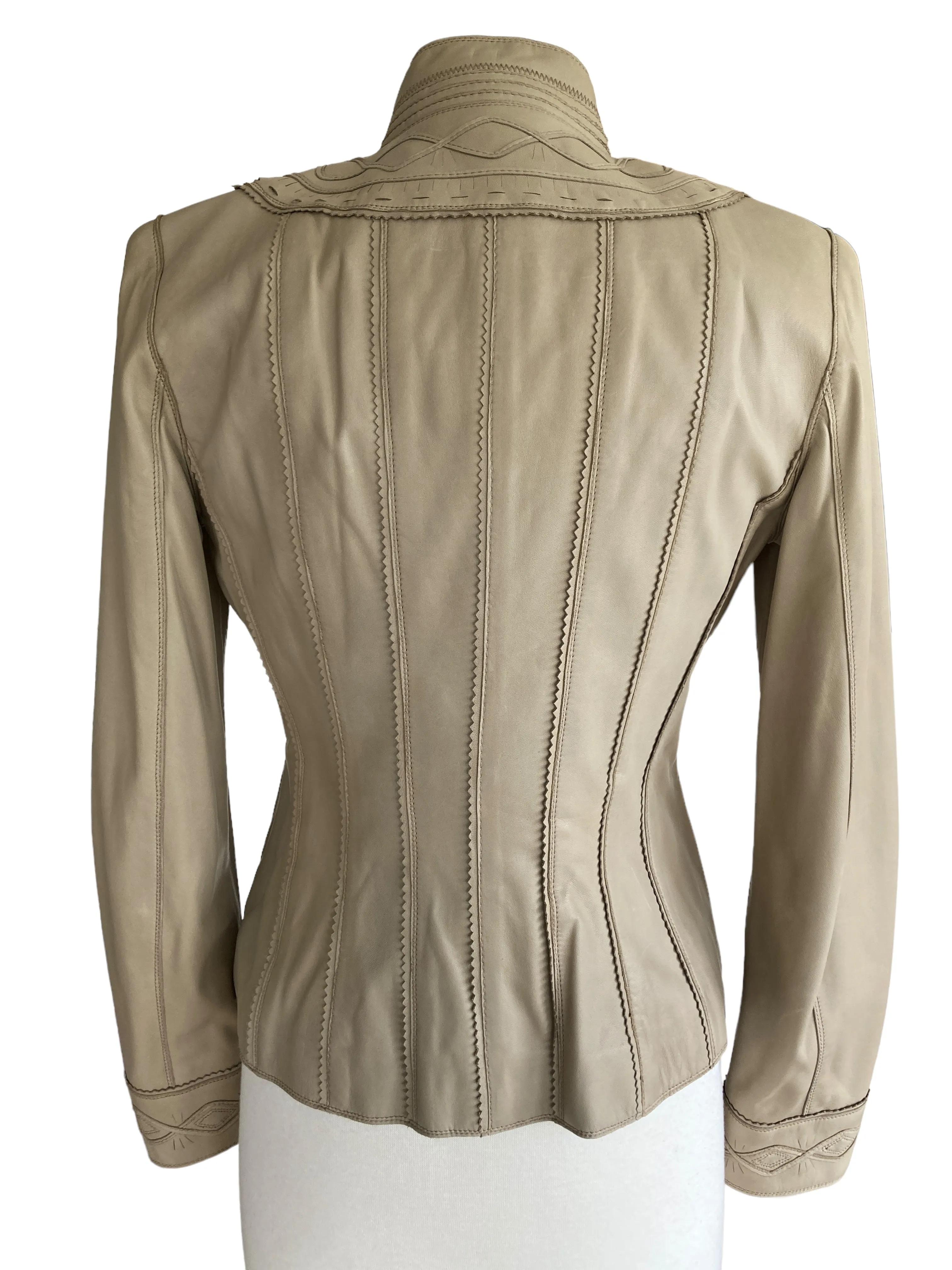 Elie Tahari Tan Leather Jacket, S