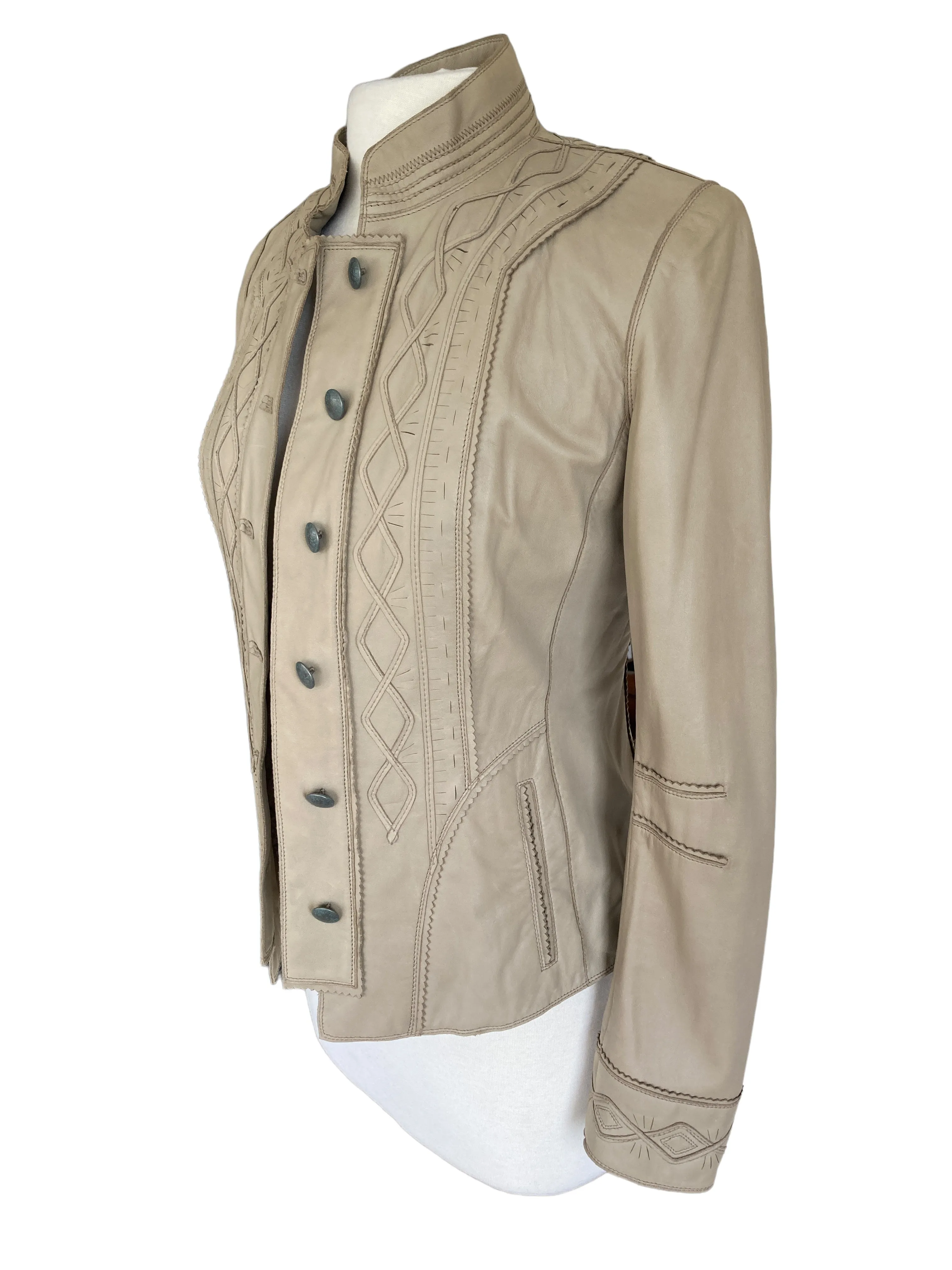 Elie Tahari Tan Leather Jacket, S