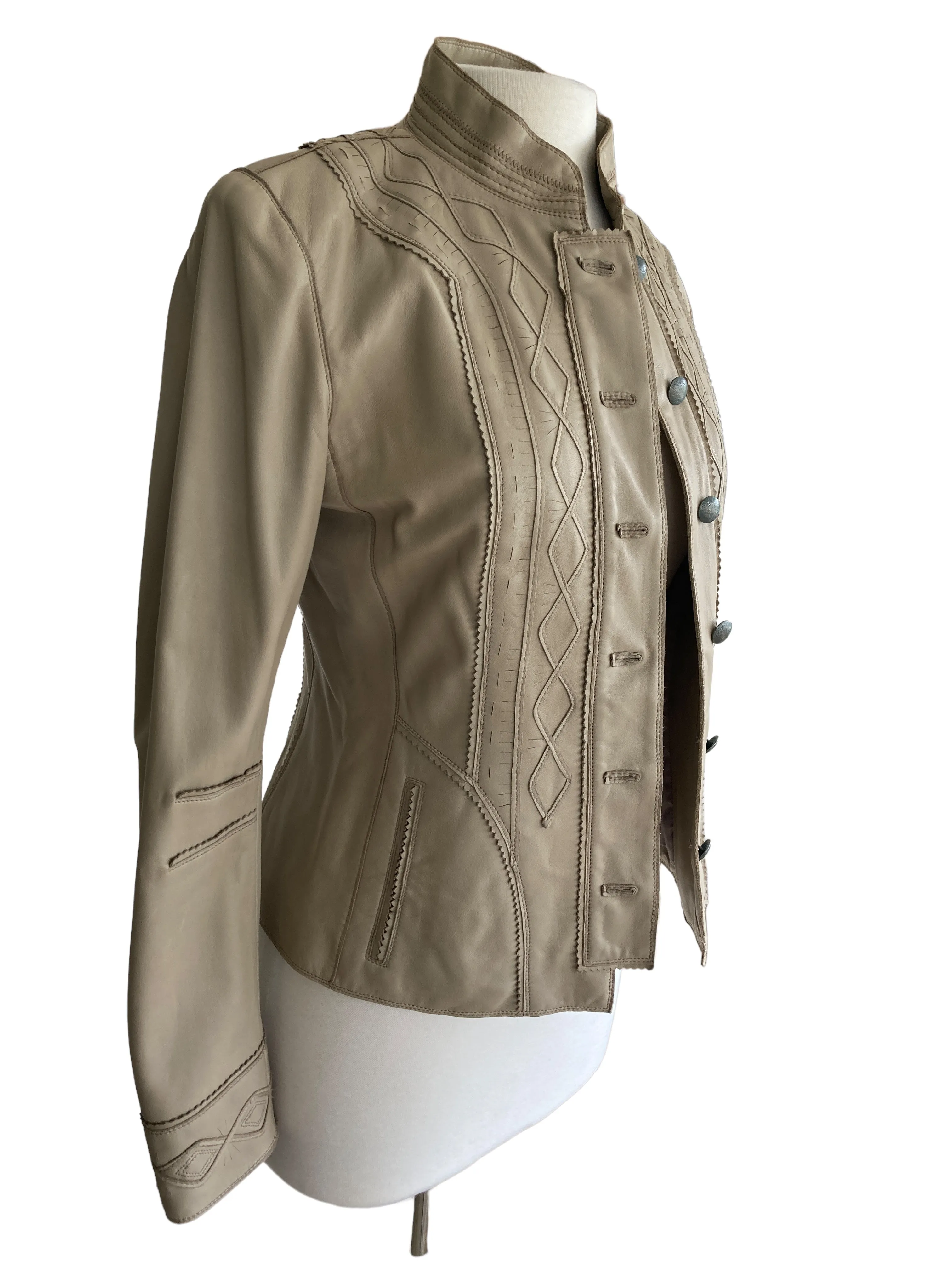 Elie Tahari Tan Leather Jacket, S