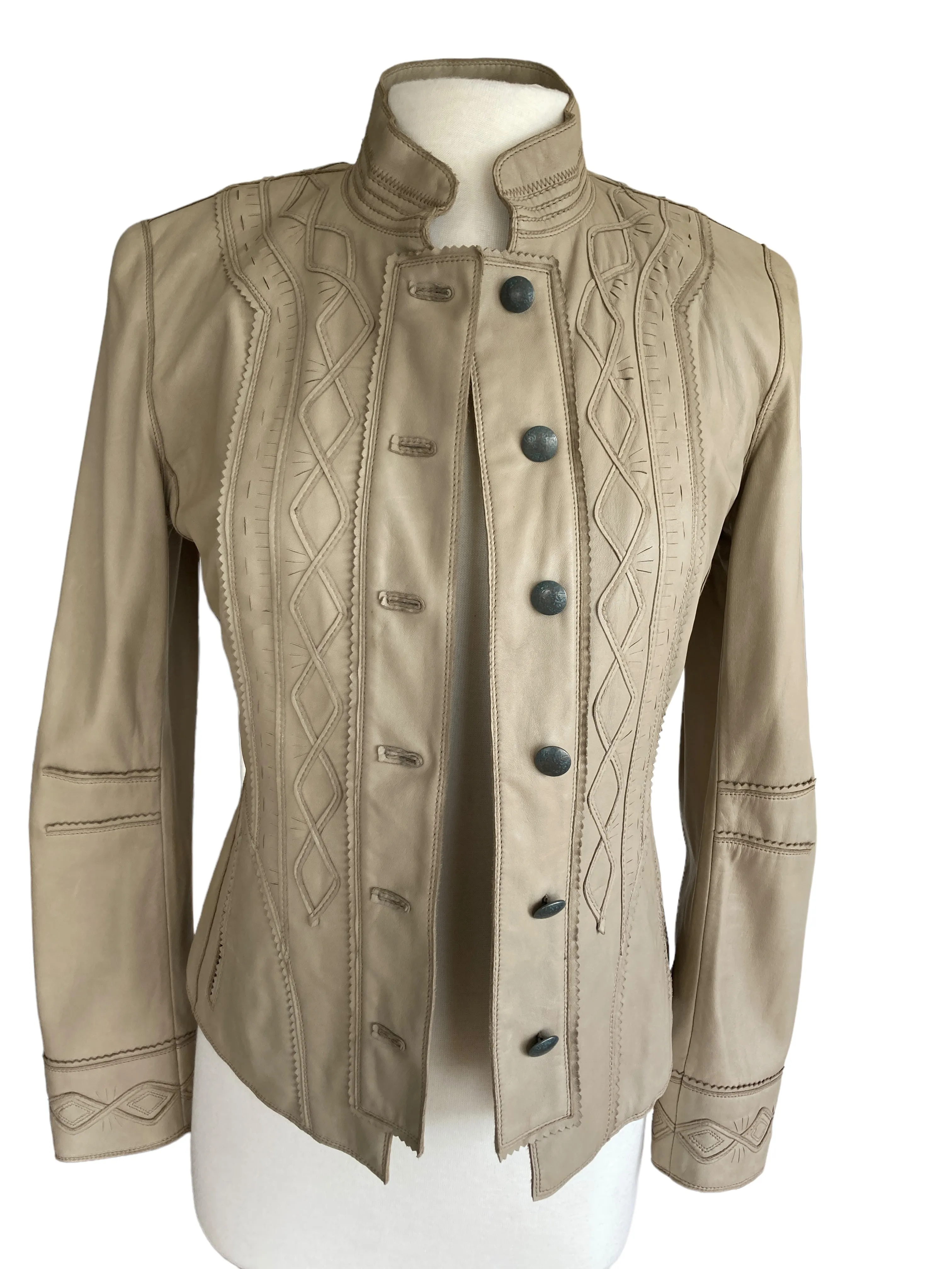 Elie Tahari Tan Leather Jacket, S