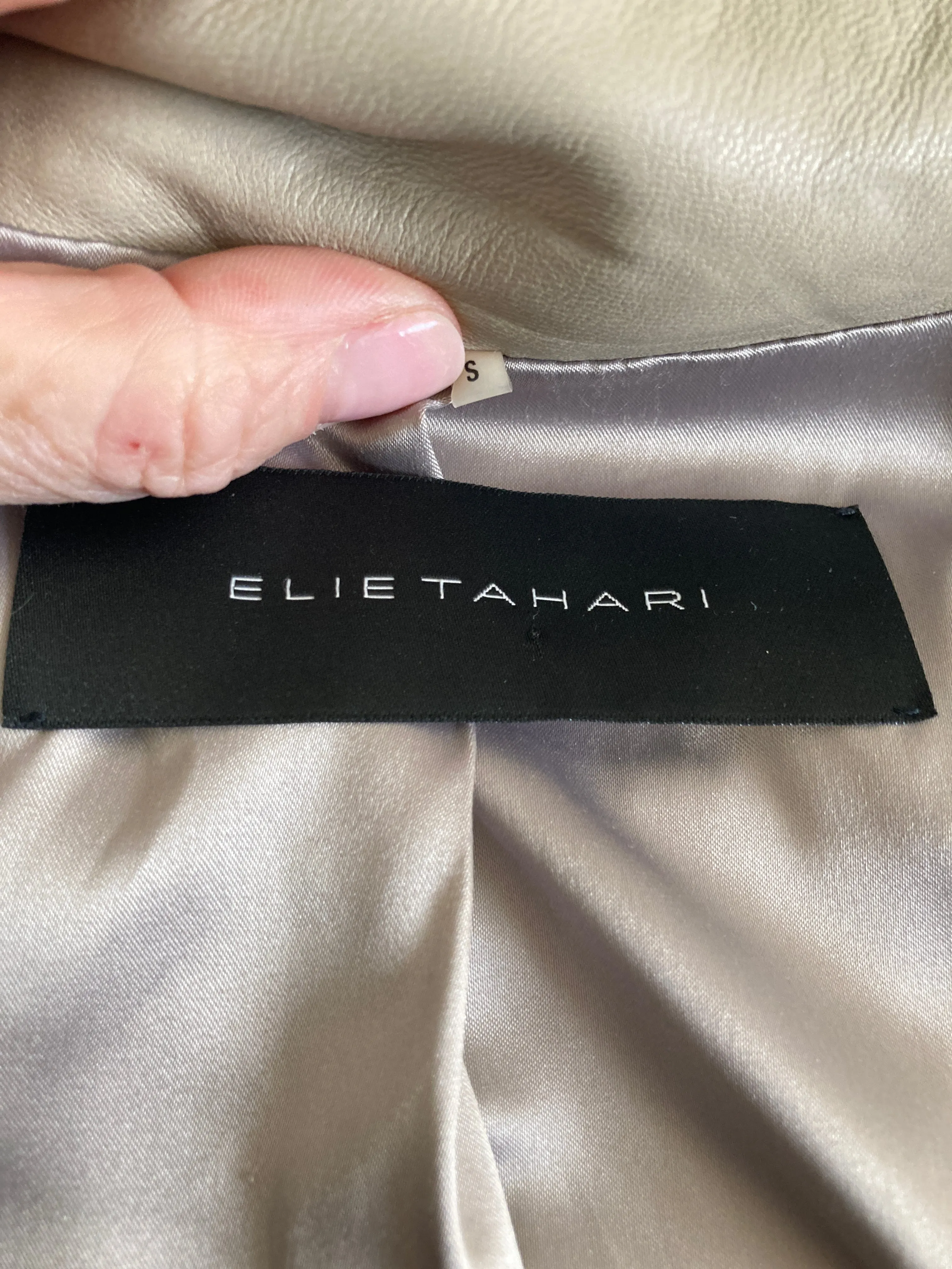 Elie Tahari Tan Leather Jacket, S