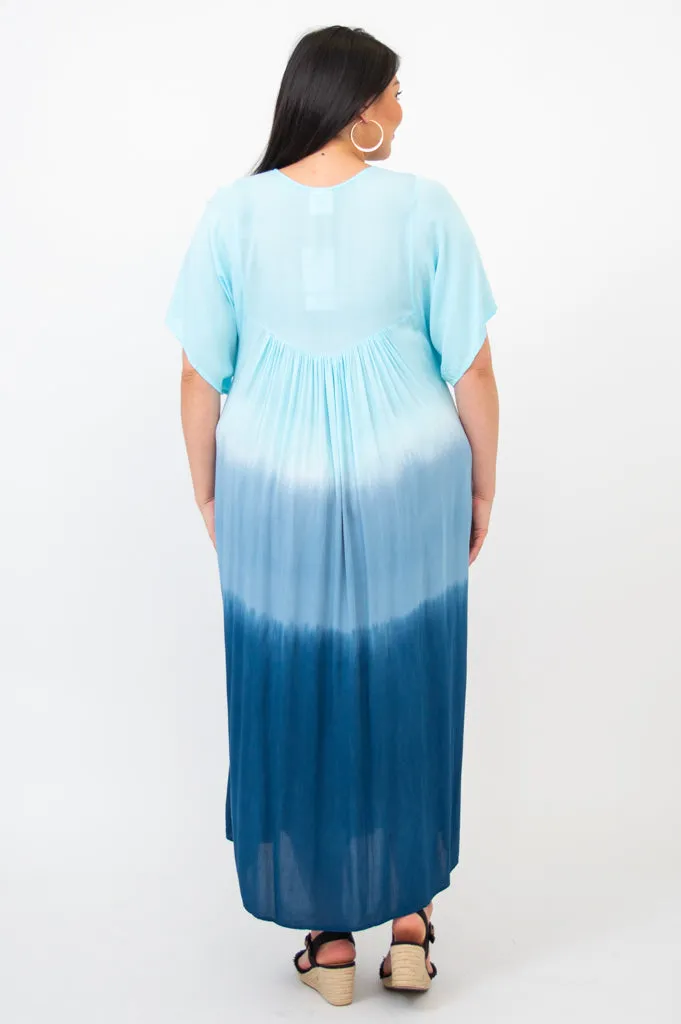 Empress Dress, Turquoise Dip-Dye