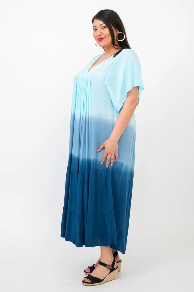 Empress Dress, Turquoise Dip-Dye