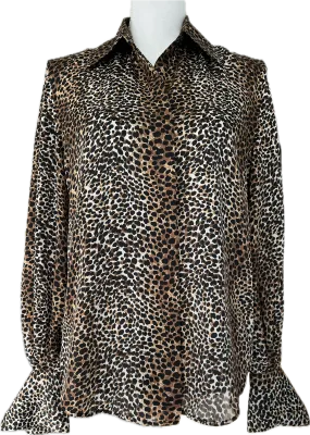 Equipment Animal Print Silk Shirt, XS