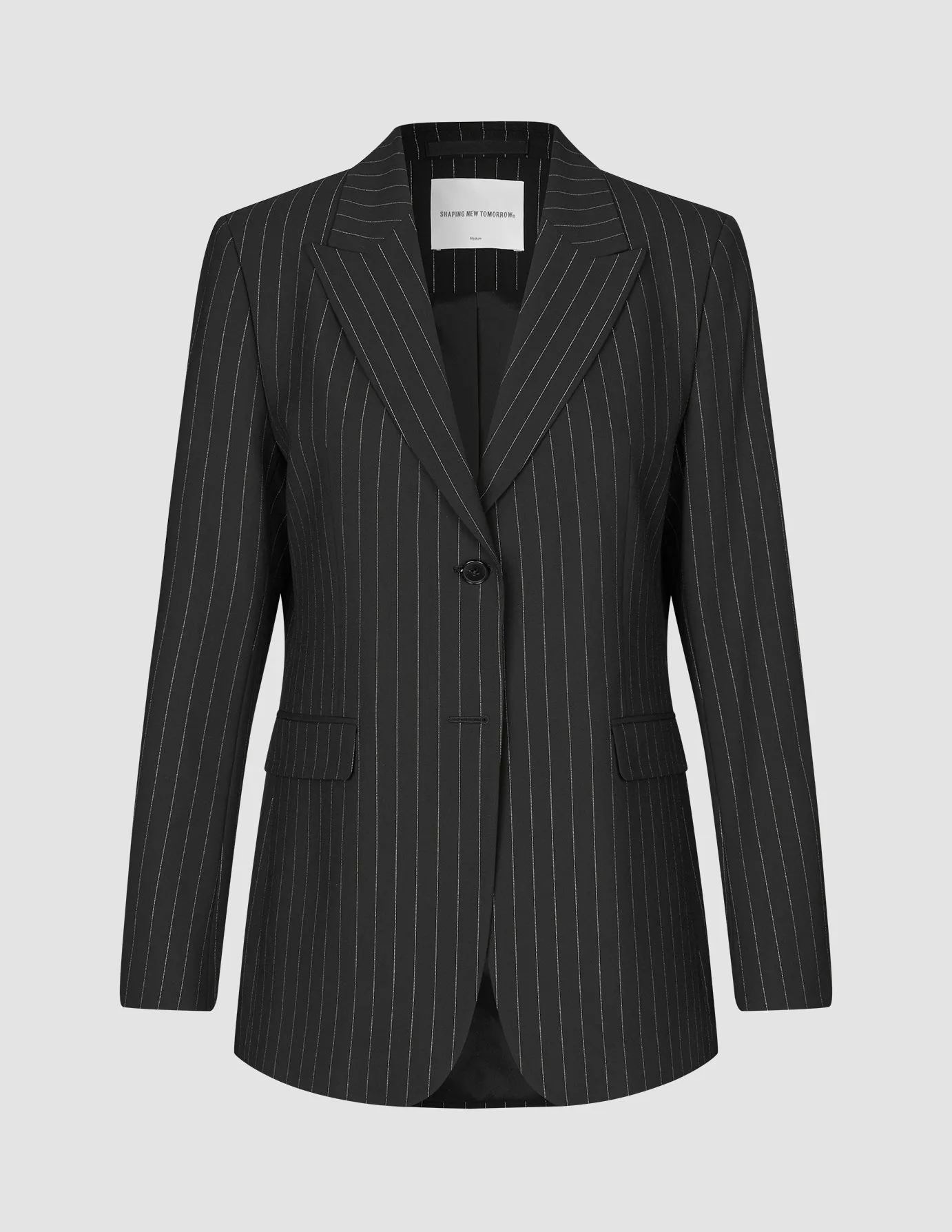 Essential Blazer Black Silver Pinstripe