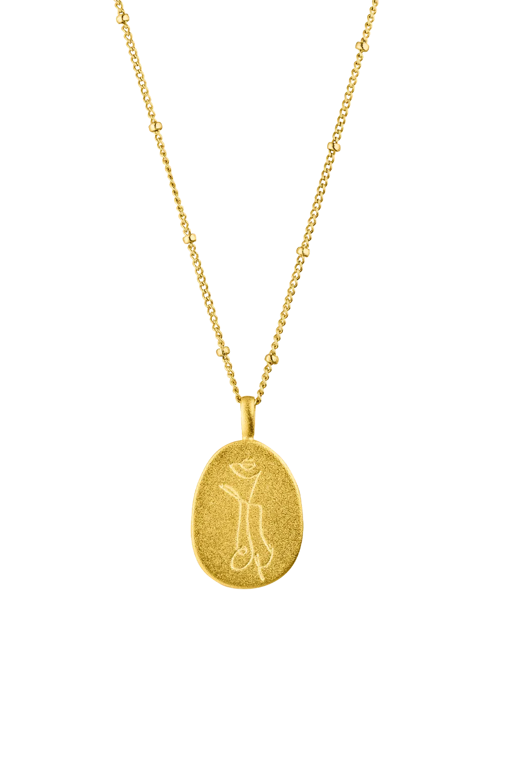 Female Silhouette Necklace 14K Gold Plated Single