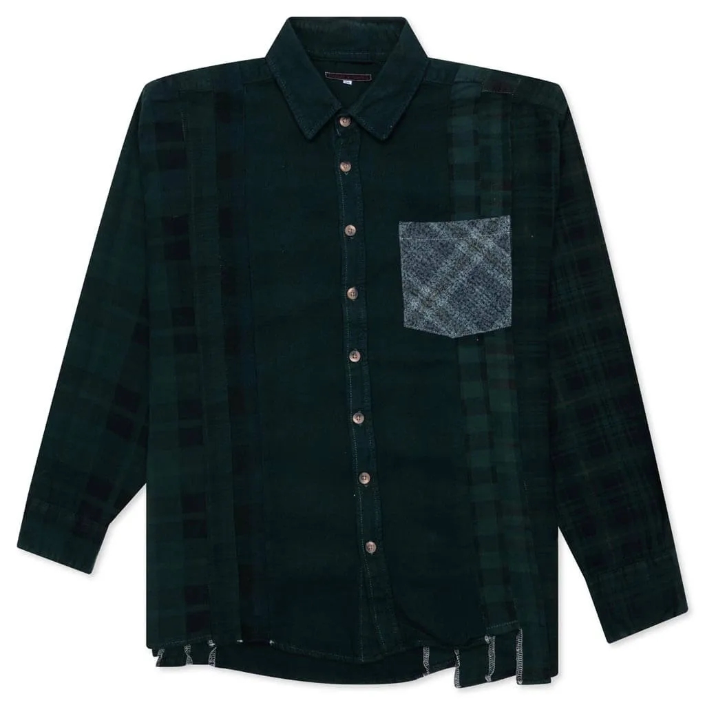 Flannel Shirt 7 Cuts Shirt Over Dye - Green