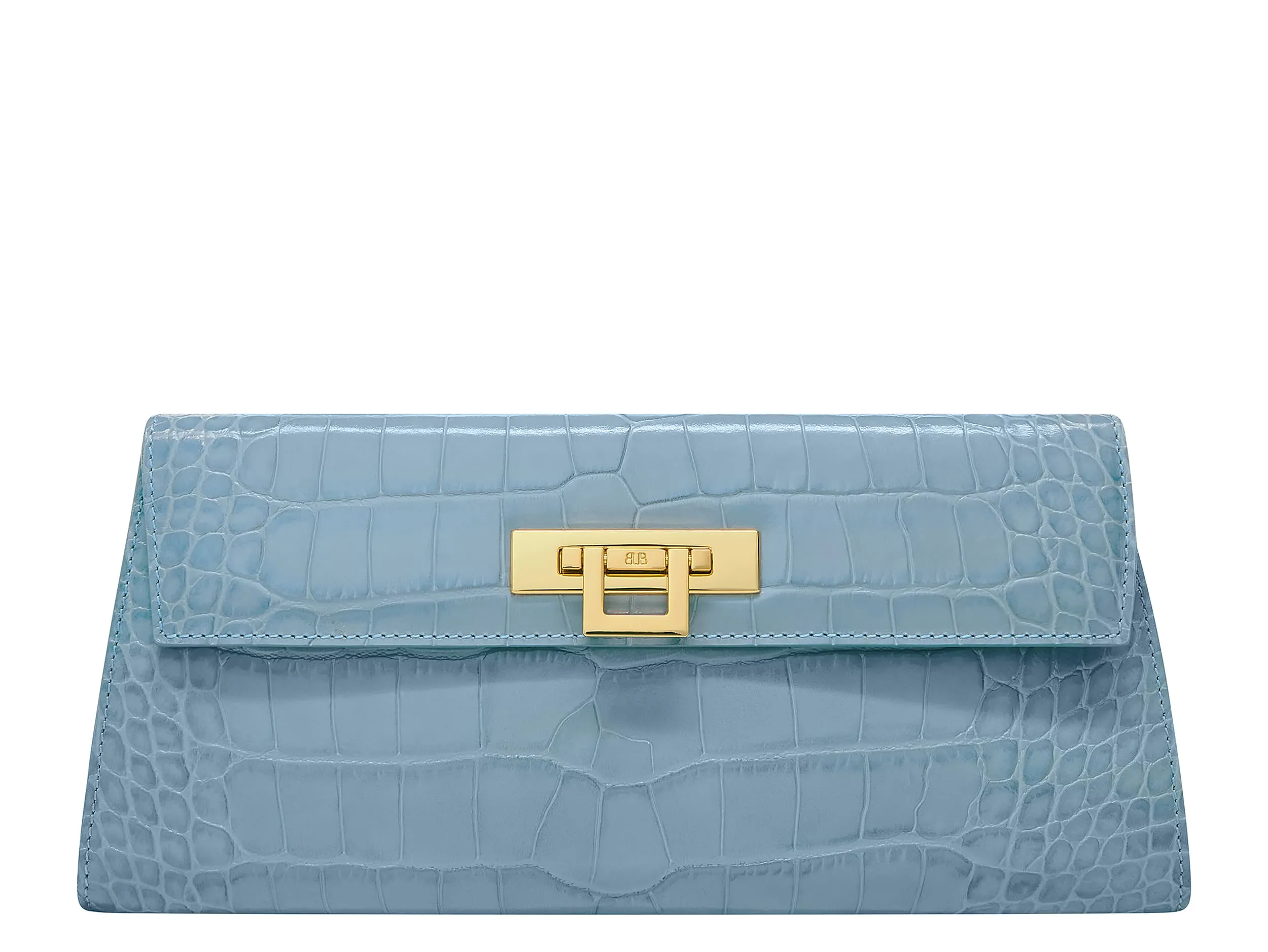 Fonteyn Clutch Orinoco 'Croc' Print Calf Leather Handbag - Bluebell/Gold