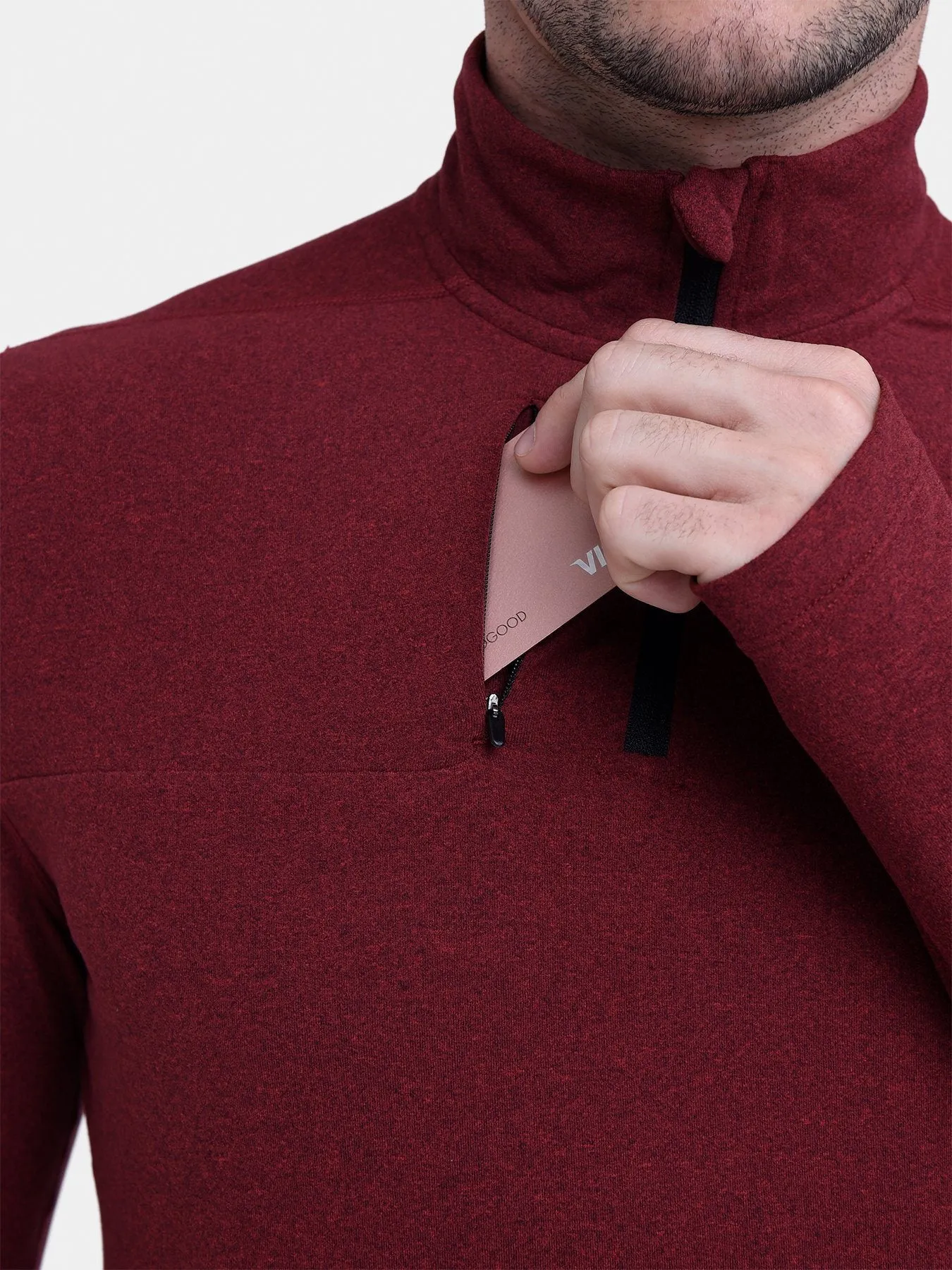 Fusion Half Zip Running Top For Men With Thumbholes & Chest Zip Pocket