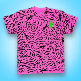 Gecko Swirl All Over Hot Pink Tee