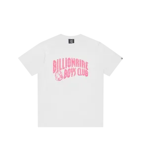 GLITTER ARCH LOGO T-SHIRT - WHITE/PINK