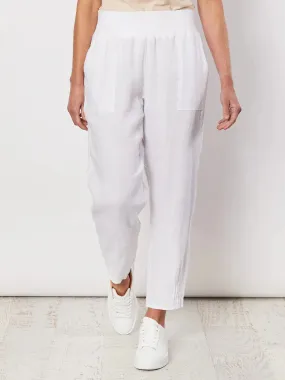 GS Sarah Rib White Waist Linen Pant