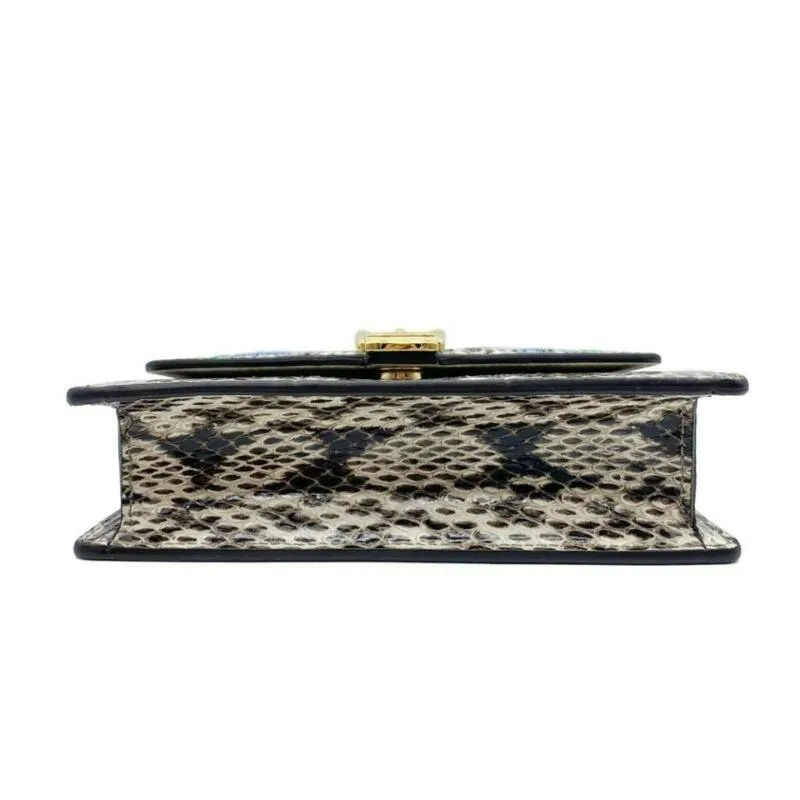 Gucci Sylvie Super Mini Floral-print Snake Wallet On A Chain White Cross Body