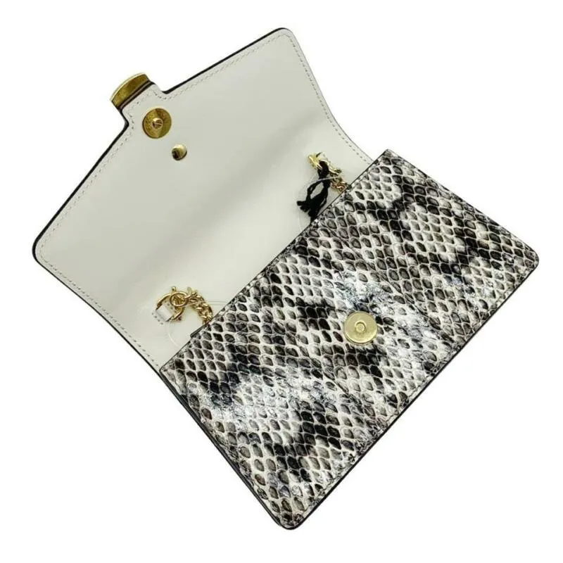 Gucci Sylvie Super Mini Floral-print Snake Wallet On A Chain White Cross Body