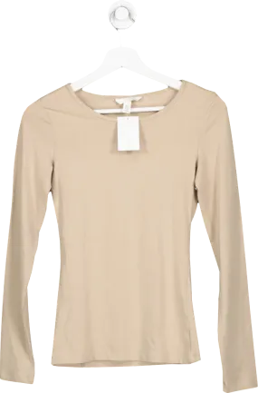 H&M Nude Long Sleeve Jersey Top UK XS