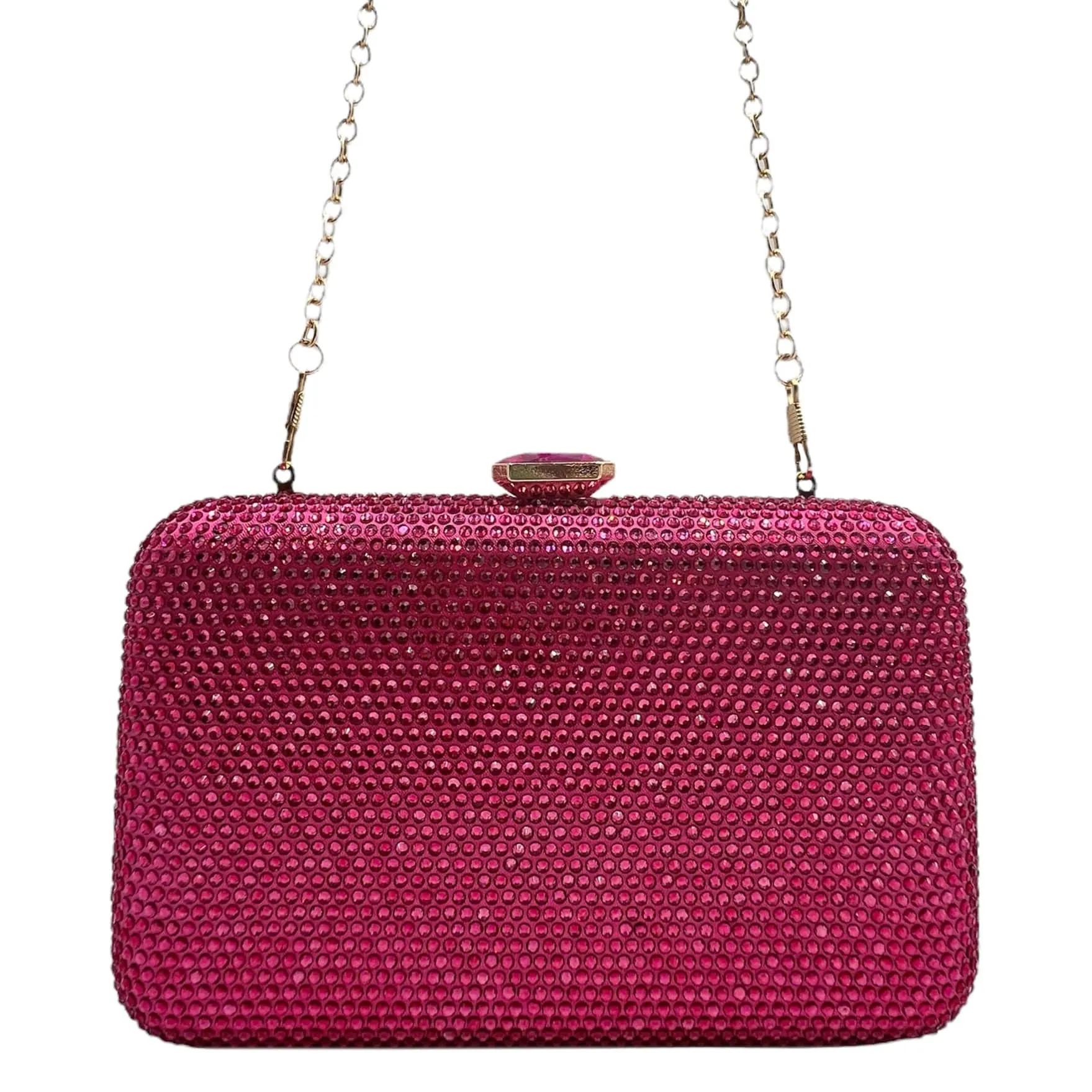 HANDBAG Rhinestone Convertible Clutch Evening Bag - Fuchsia New w/Out Tags