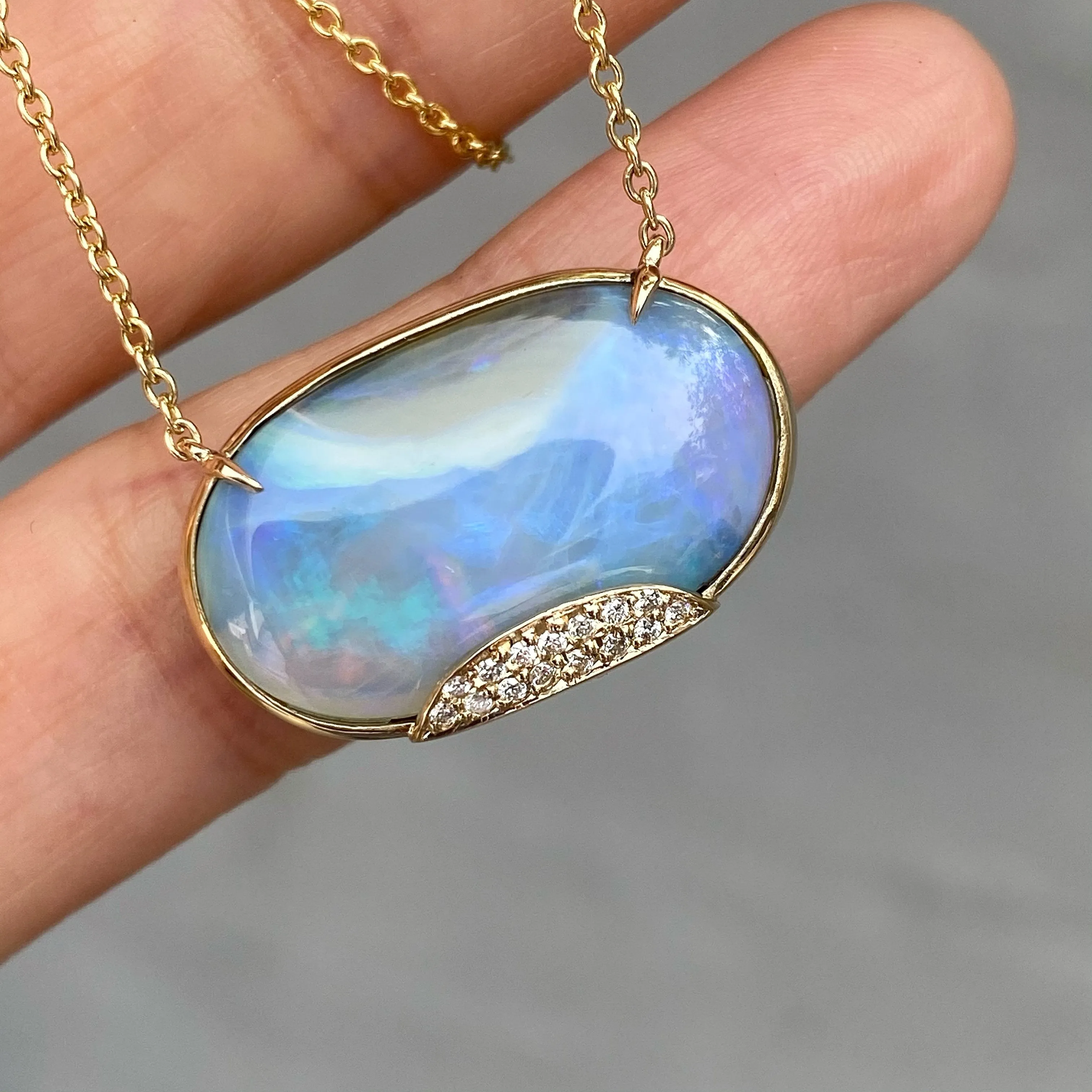 Heaven's Muse Gold Australian Boulder Opal Necklace