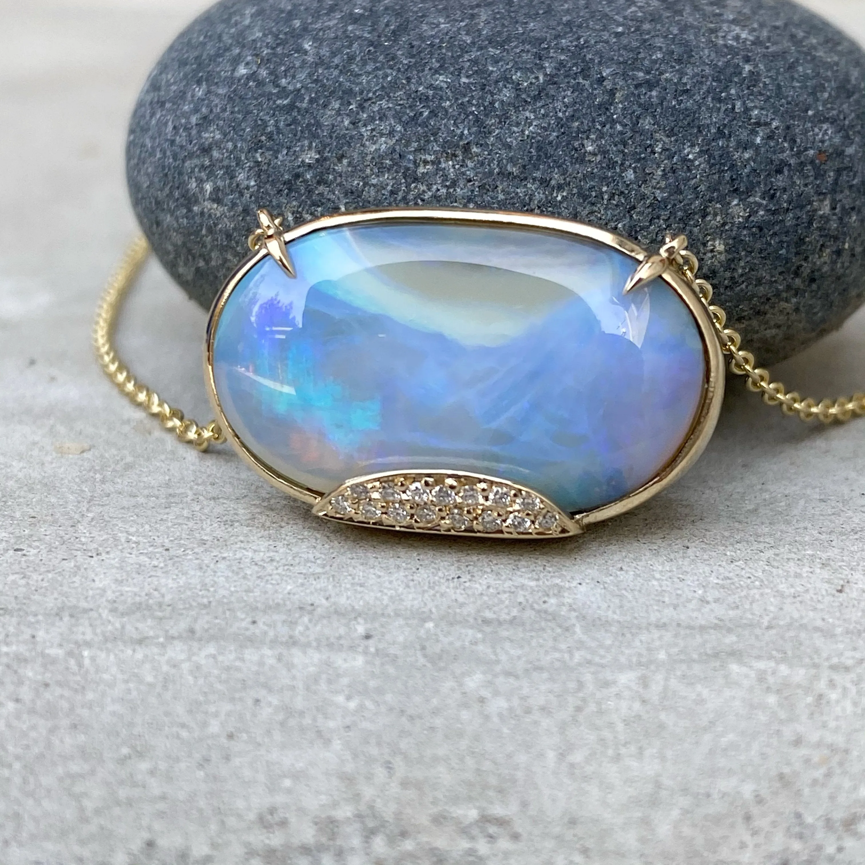 Heaven's Muse Gold Australian Boulder Opal Necklace