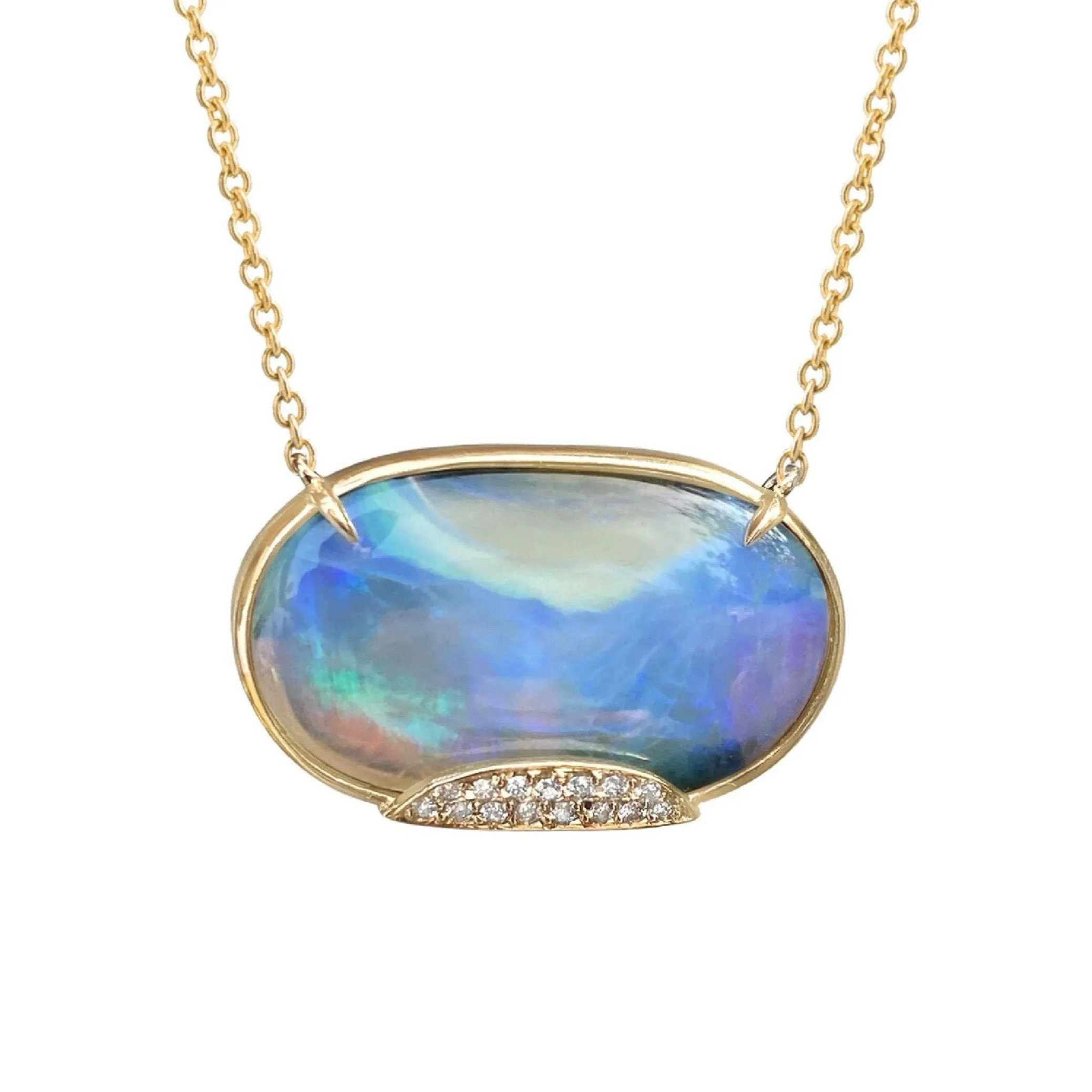 Heaven's Muse Gold Australian Boulder Opal Necklace