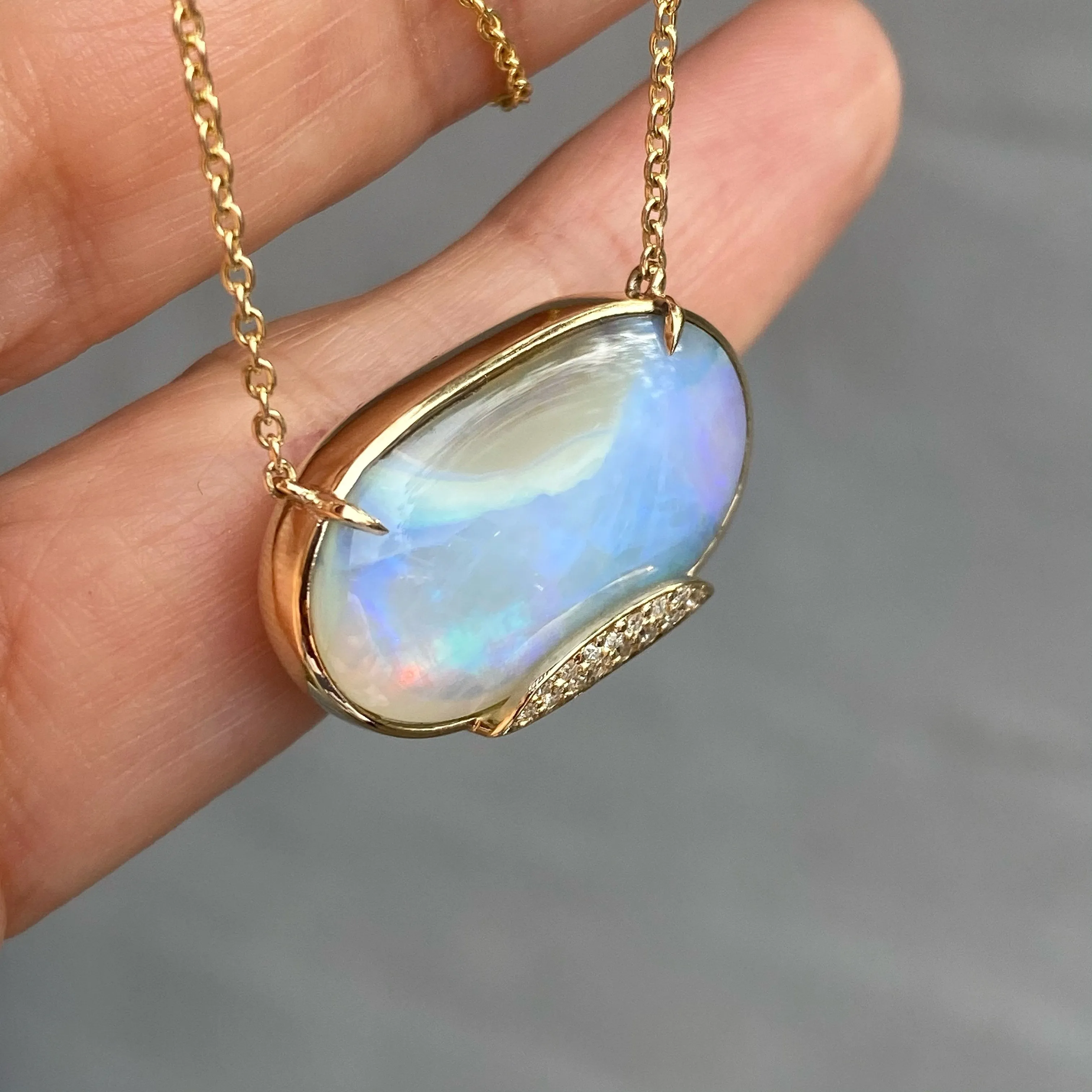 Heaven's Muse Gold Australian Boulder Opal Necklace